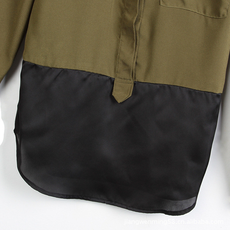 Black trim double pocket women shirt - Click Image to Close